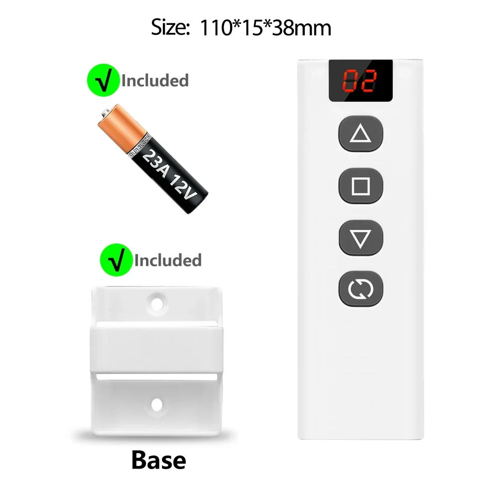 RF 433Mhz Electric Blind Curtain Switch with RF 5 Channels Remote for Electric Roller Shutter Curtain Motor Blinds for Windows