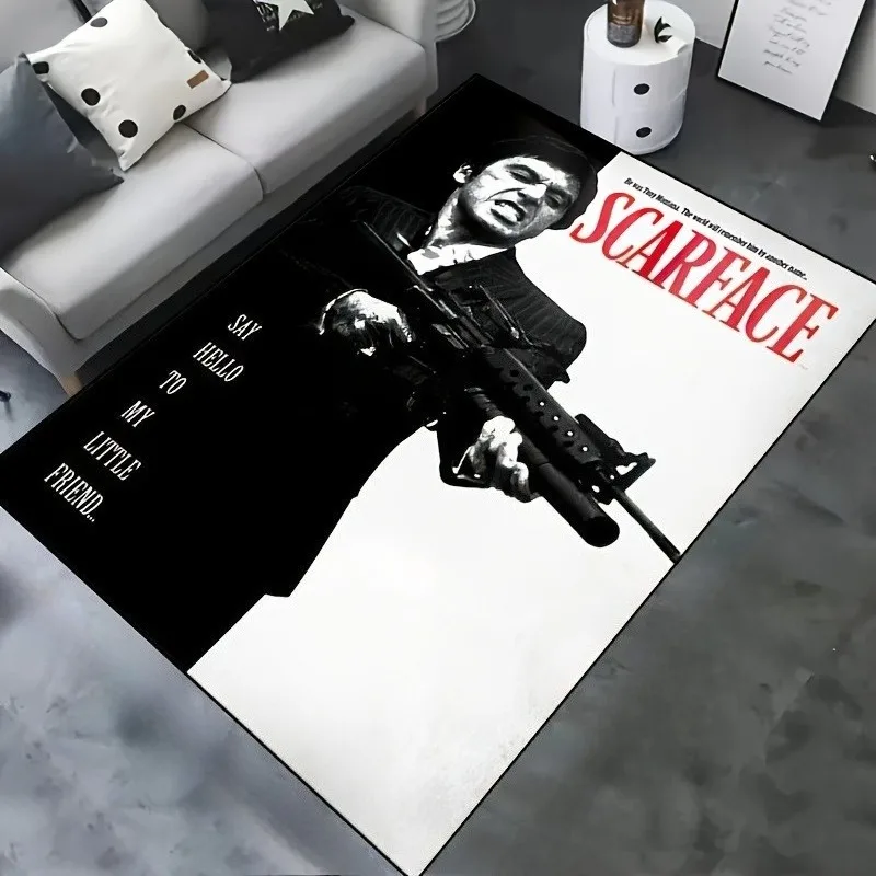 Scarface 3D Classic Movie Tony Carpet Rug for Home Living Room Bedroom Sofa Doormat Decor,kids Play Area Rug Non-slip Floor Mat