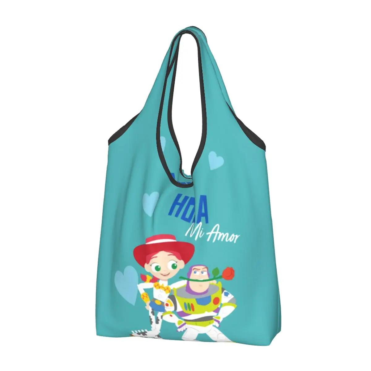 Custom Anime Toy Story Jessie Buzz Lightyear Shopping Bag Women Portable Big Capacity Groceries Cartoon Movie Tote Shopper Bags