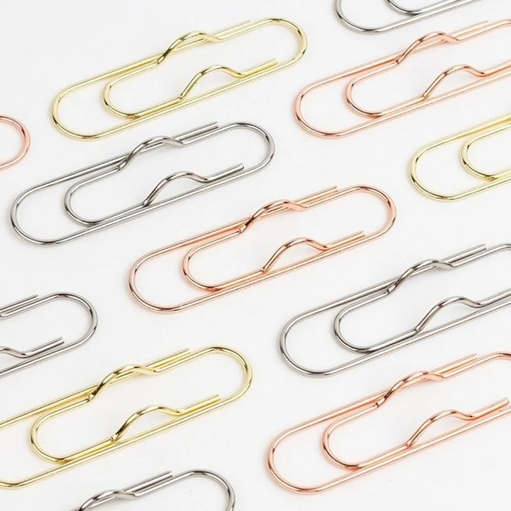10pcs Metal Pen Fix Clips Multi-functional Ticket Clip Stationery Clips Book Cover Gold Silver Rose Pen Holder Pin