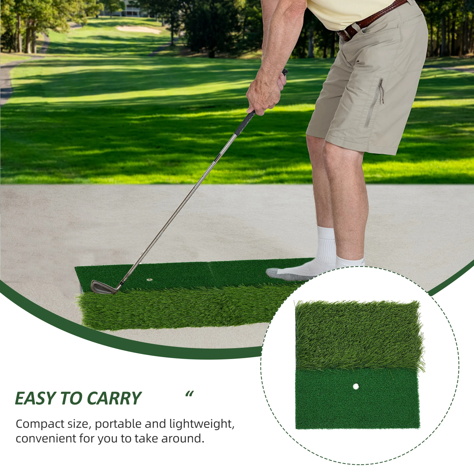 

Golf Swing Practice Mat Indoor Outdoor Artificial Turf Training Pad Portable Foldable Hitting Rug For Beginners Professionals
