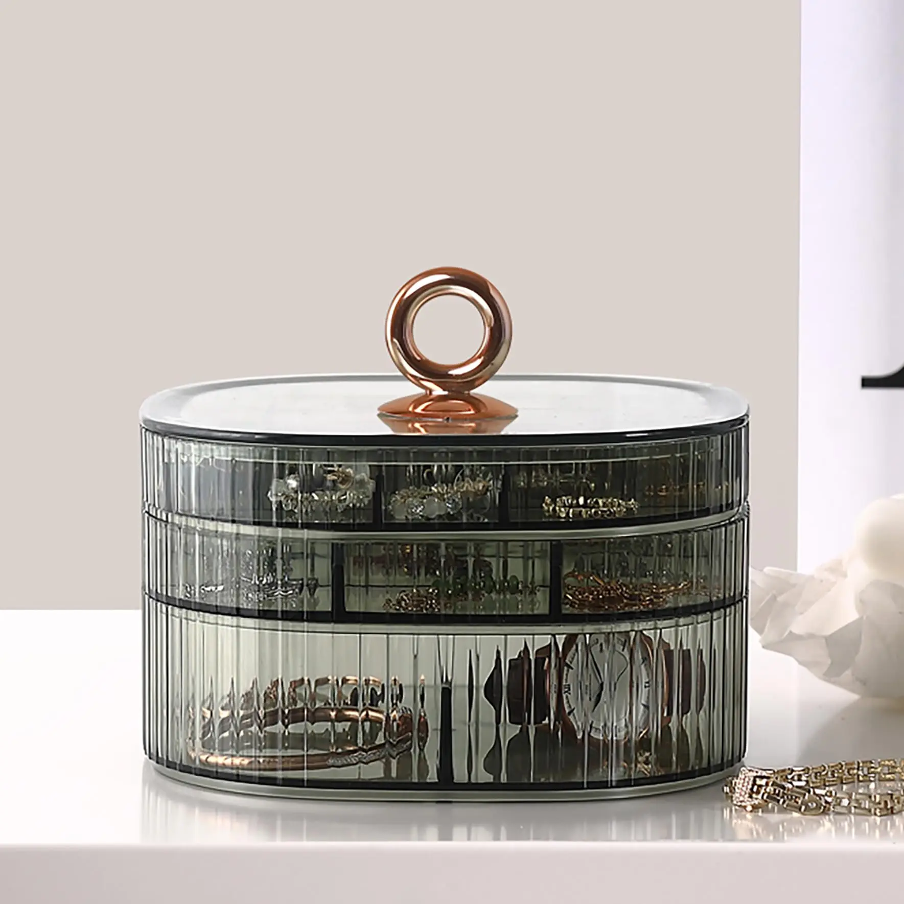 Transparent Jewelry Box 3-Layer Stackable Case Jewelry Case For Home Compartment Organizer Earrings Rings Bracelets Storage Box