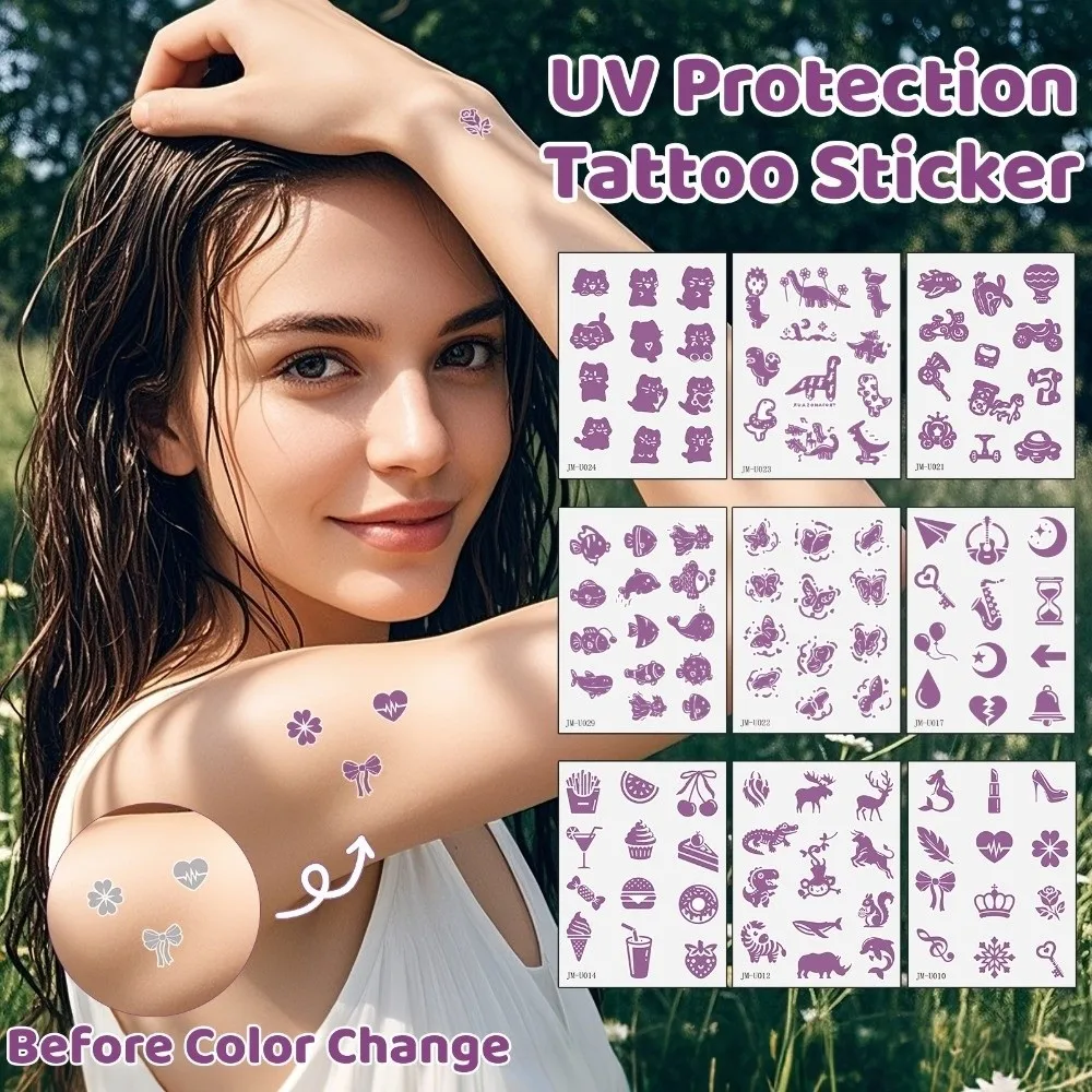 Waterproof UV Detection Sun-proof Tattoo Stickers Long Lasting DIY Photosensitive Temporary Tattoos Disposable