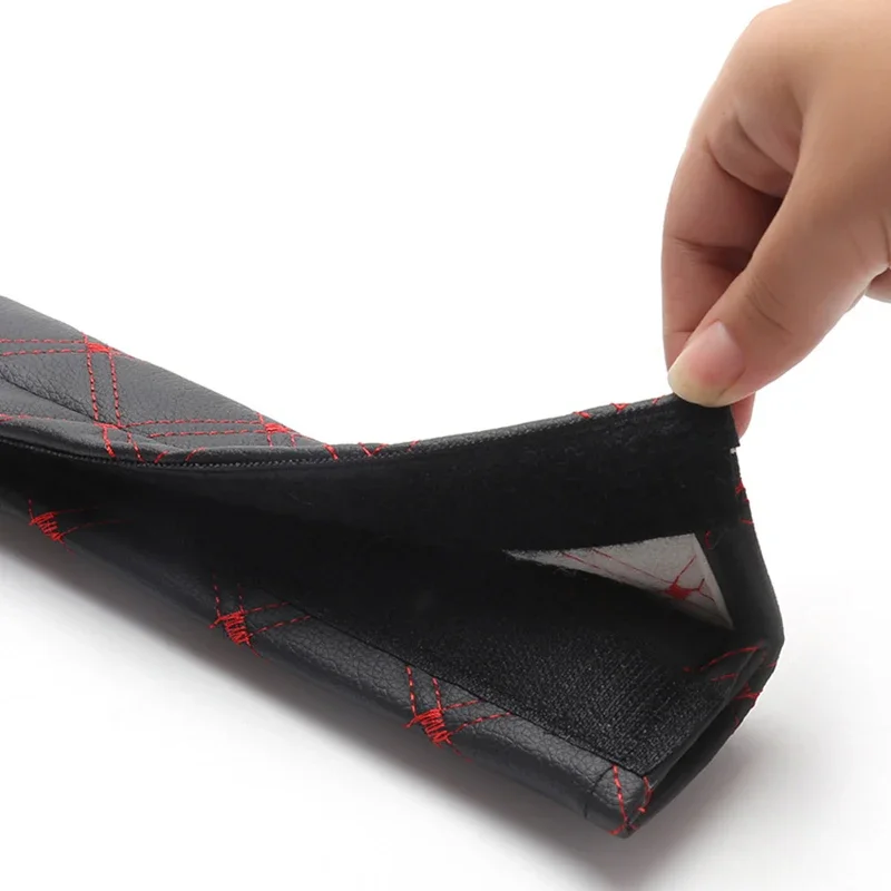 2 Pcs Universal PU Leather Adults Child Car Safety Shoulder Protection Belt Adjustable Red Wine Shoulder Sleeve Interior Parts
