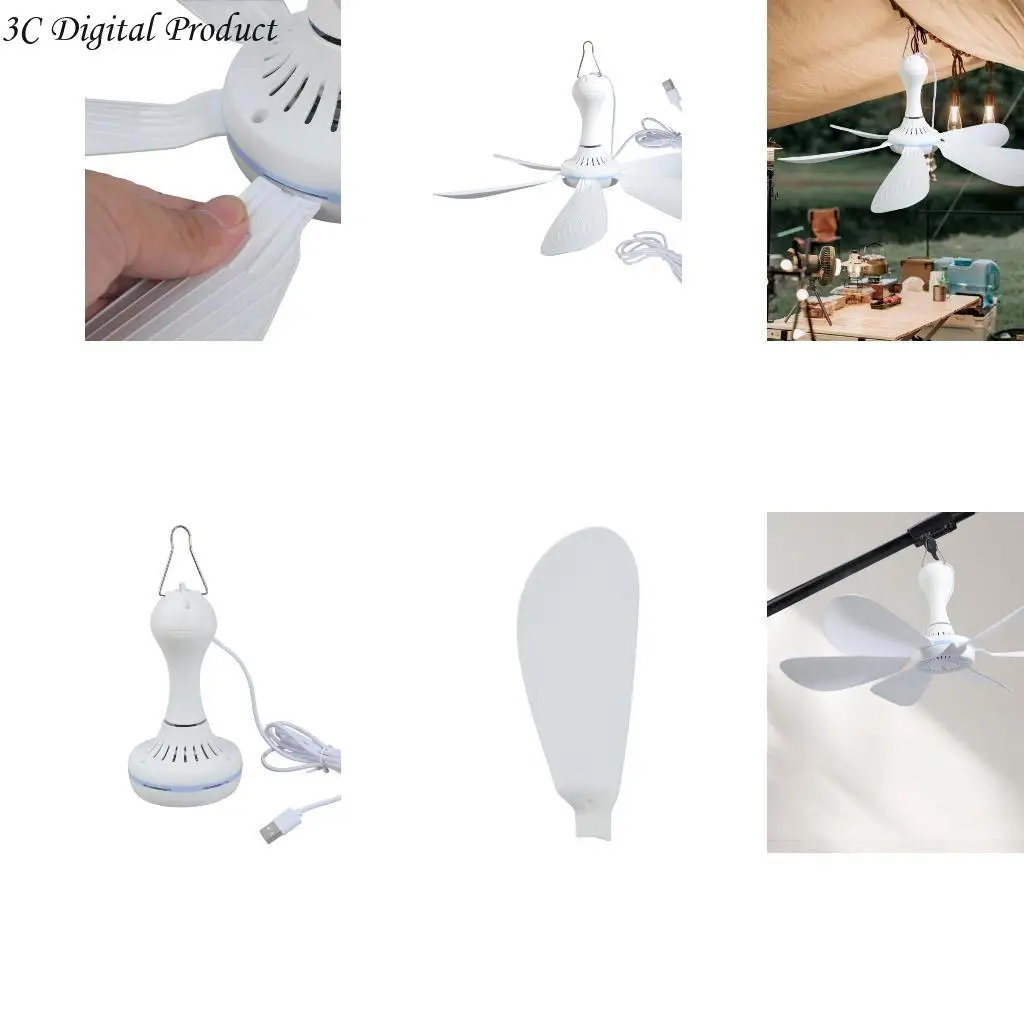 

16.5 " USB Powered Hanging Fan With 10.7ft Cord For Camping Tents Outdoor Use Low Noise 5V Portable Cooling Solution Q84A