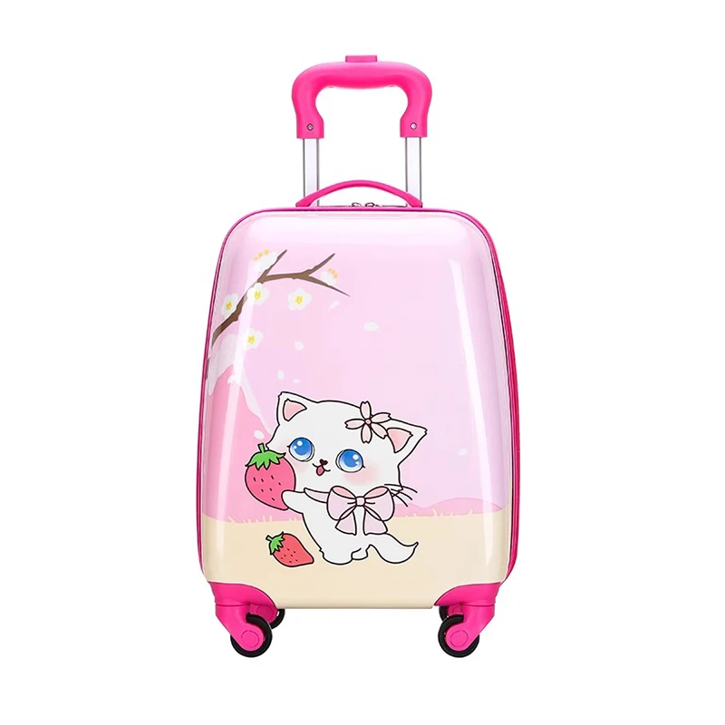 Waterproof Zipper Mala com Spinner Roda, Student School Bag, Kids Trolley Case, Cartoon Bagagem, Bonito, Novo, 18"