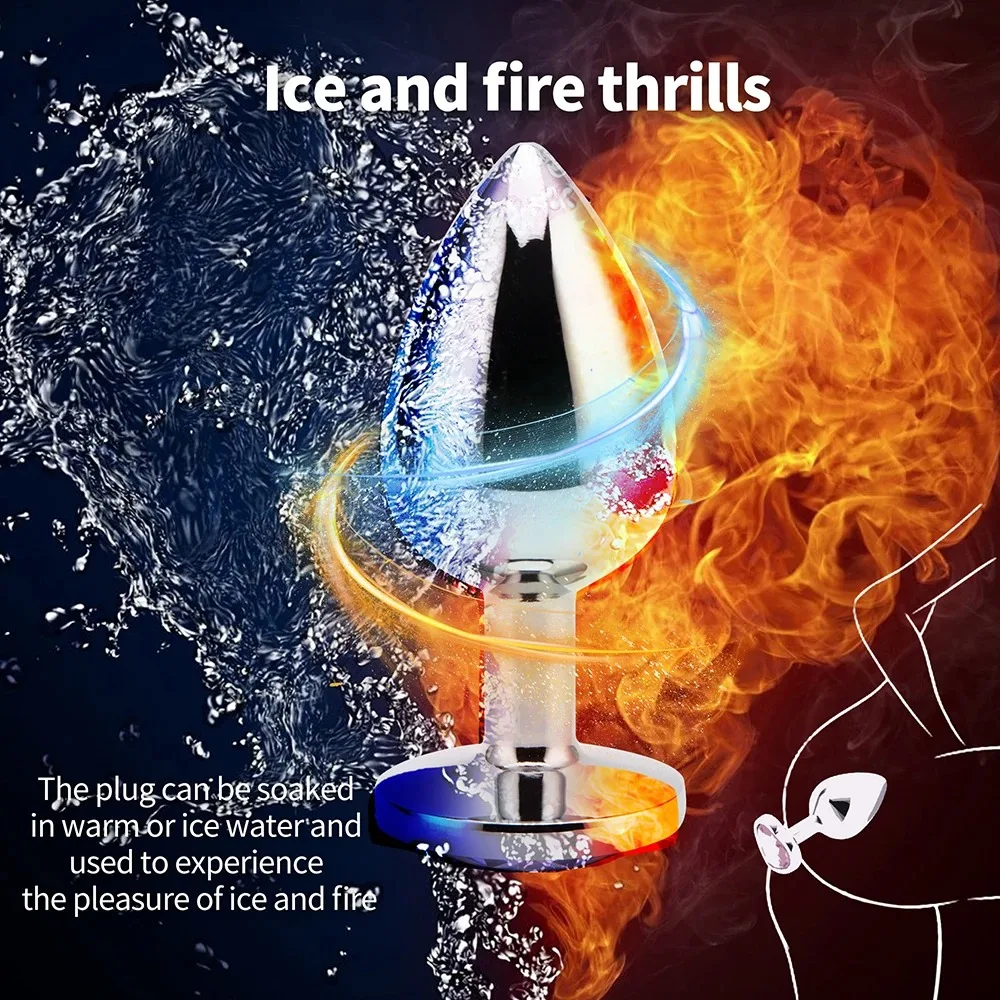 3-rozmiarowa metalowa wtyczka analna mniejsza gładka wtyczka ze stali nierdzewnej kolorowa kryształowa okrągła wtyczka odbytu dla dorosłych zabawki do seksu analnego dla kobiet