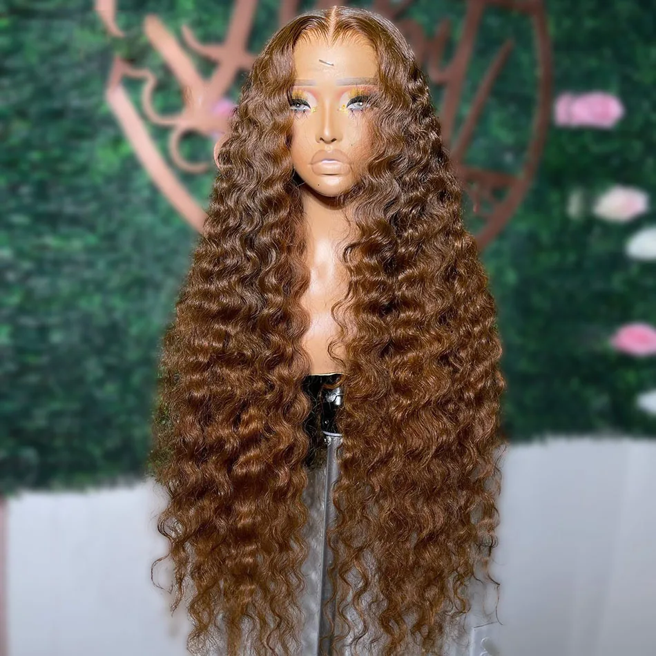 Suave 26 pulgadas marrón Natural sin pegamento 180 densidad Largo rizado peluca con malla frontal para mujeres negras con pelo de bebé prearrancado diario