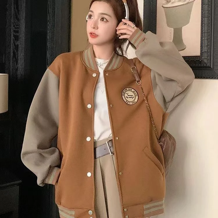 American College Style Baseball Jacket Women's Autumn Winter Coat Popular New Small Size Beautiful Outerwear Fashionable Sun ...