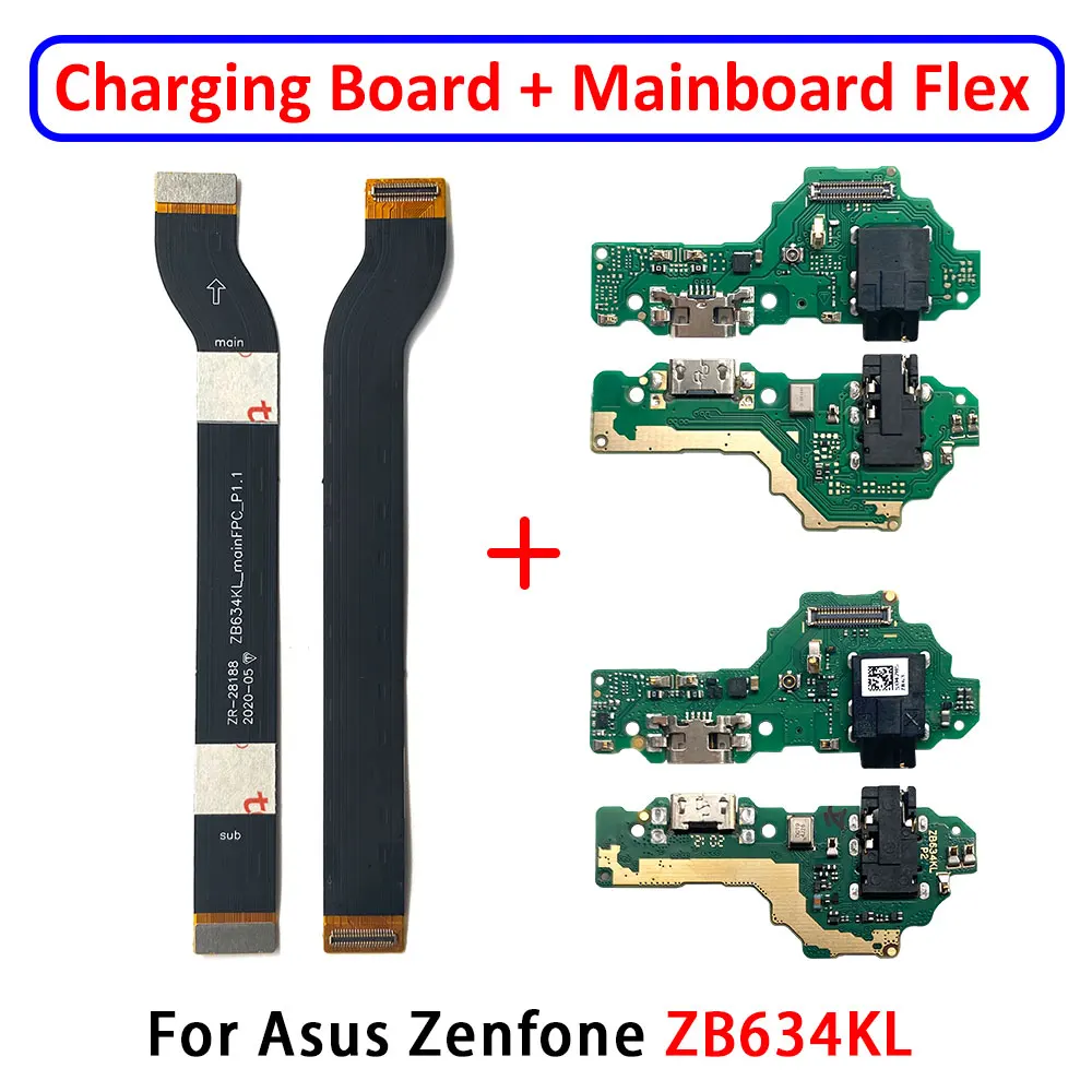 

10 Pcs USB Charging Port Connector Flex Cable With Microphone For Asus Zenfone Max Plus (M2) ZB634KL A001D With Main Flex