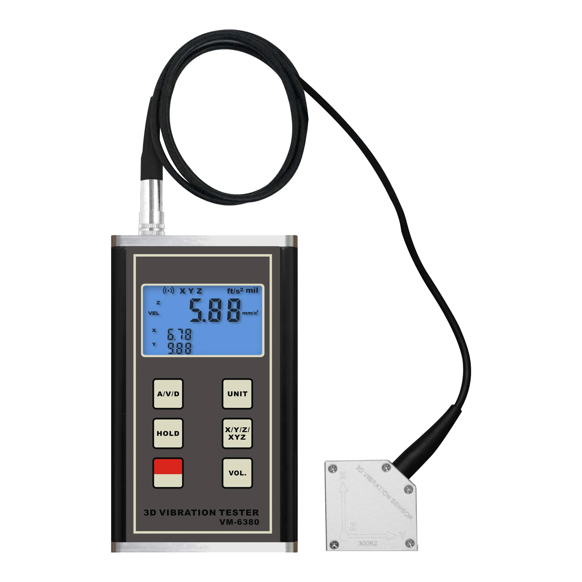 Manufacturer LANDTEK hot sale 3-Axis Accelerometer X. Y. Z Vibration Tester VM-6380