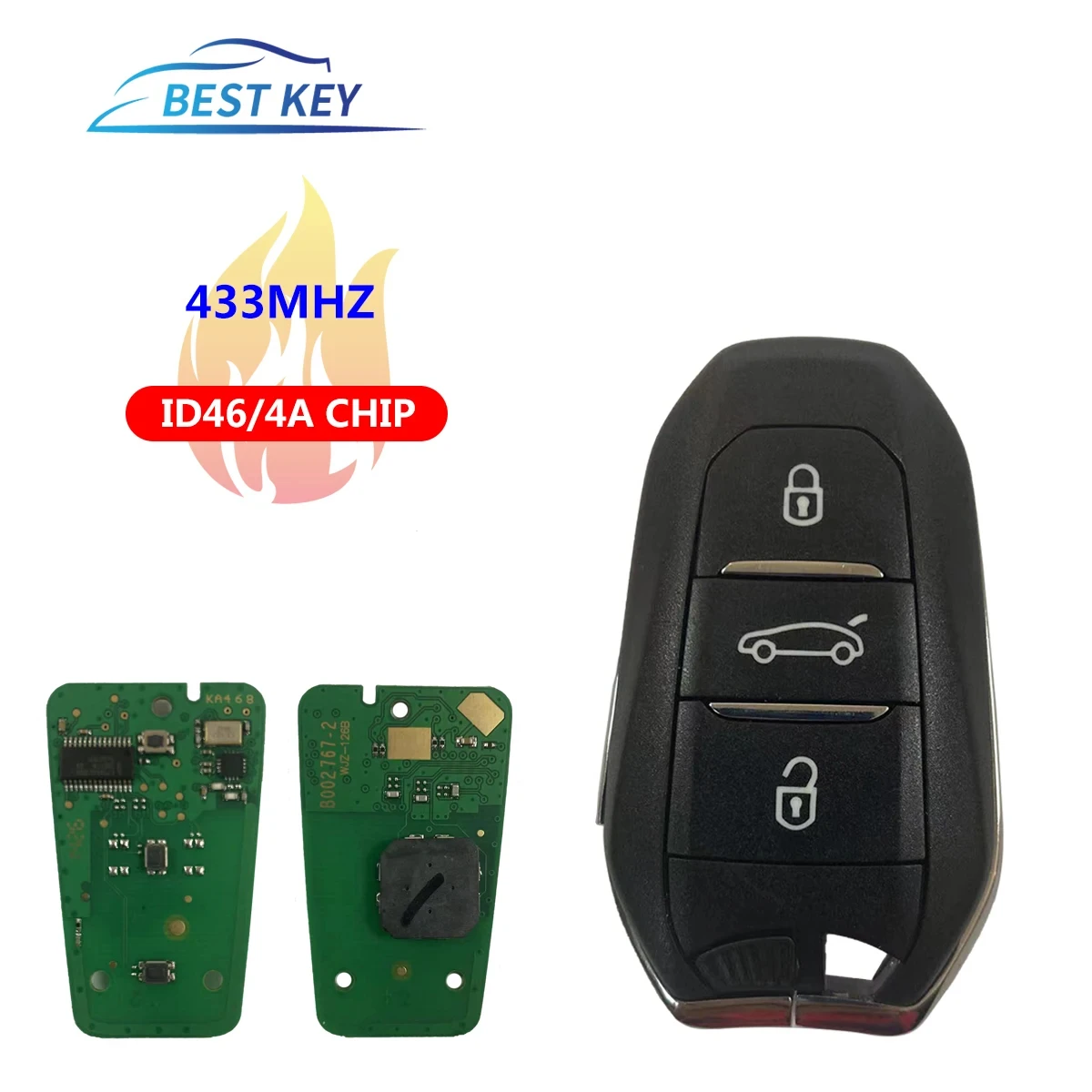 

SilKY SmartCar Remote Control Key For Peugeot 208 308 3008 508 5008 Citroen C4 C4L DS4 DS5 4A /ID46 Chip 434MHz Keyless Entry