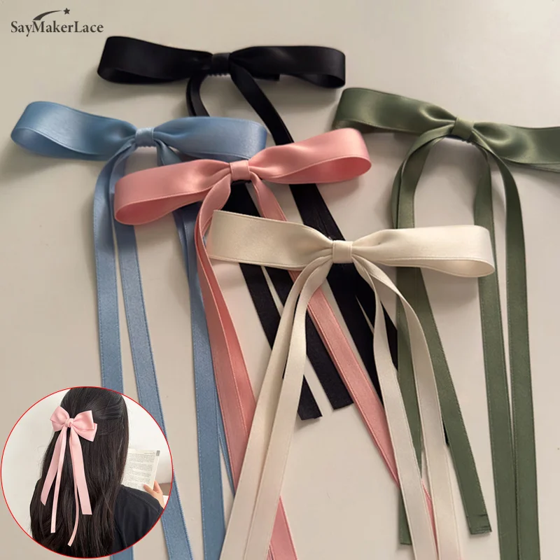 1pcs Sweet Large Bow Hair Clip Trend Long Ribbon Hairpins Barrettes Headwear For Women Girl Hair Accessories Wedding Jewelry