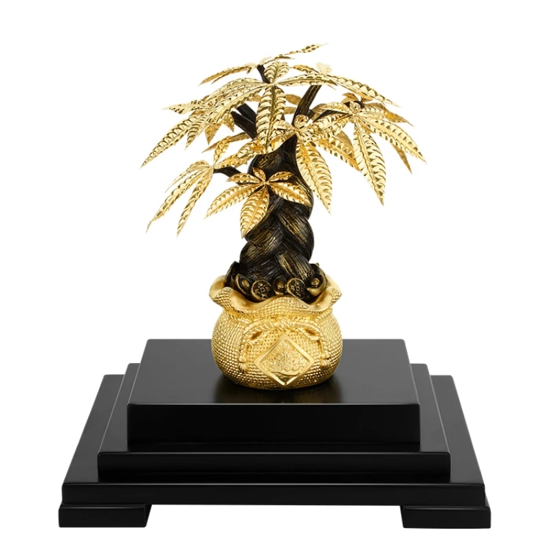 Gold foil wealth tree, money shaking tree, office wealth attraction ornaments