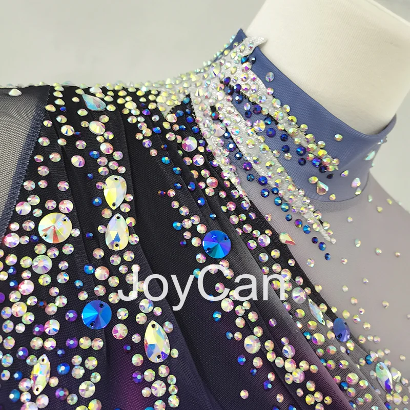 JoyCan-فستان التزلج على الجليد للفتيات ، مطاط مطاطي ، رمادي ، منافسة ، ملابس رقص ، مخصص