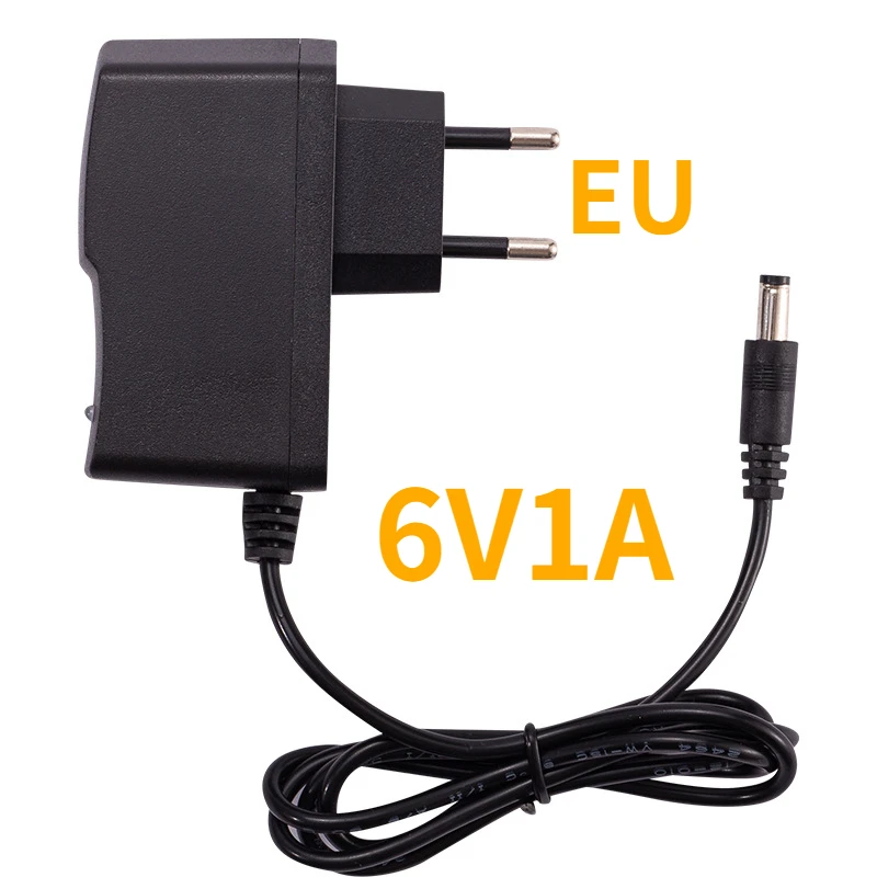 1pc 6V1A New AC 100V-240V Power Supply Converter Adapter DC 6V 1A 1000mA  EU Plug DC 5.5mm x 2.1mm