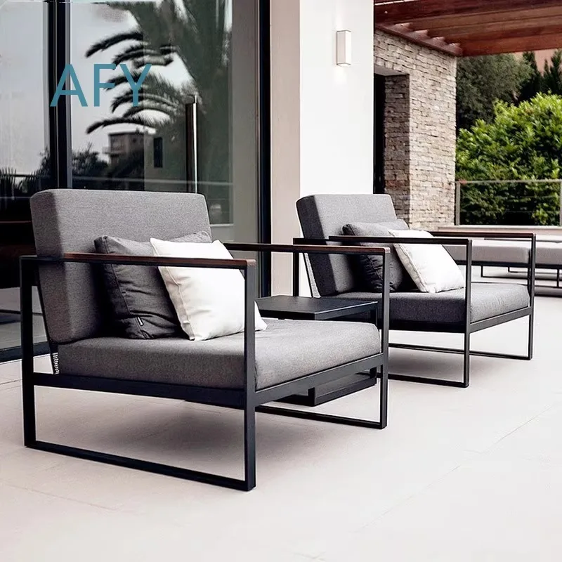 Aluminum Outdoor Sofa Set for Villa Patio Balcony Garden Waterproof UV Resistant Lounge Furniture for Airbnb Courtyard