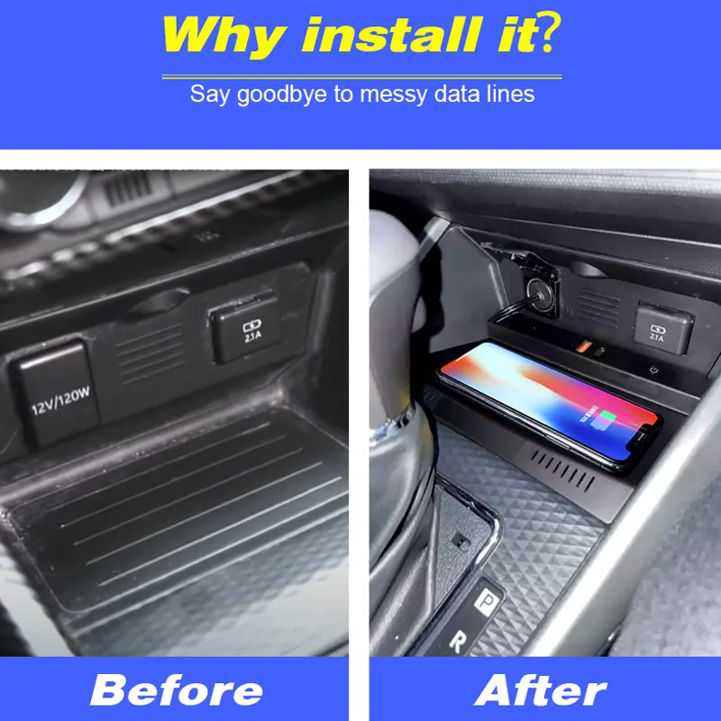 Car Wireless Charger For Toyota Raize Daihatsu Rocky Accessories Fast Phone Charging Plate Interior Modification Parts 2020-2023 - Image 3