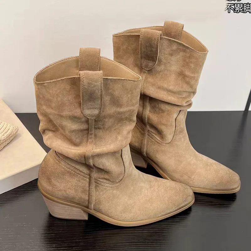 

Designer Ankle Boots for Women Mid Heels Pointed Toe Shoes 2025 Fashion Pumps Gothic Boots New Trend Walking Heeled Mujer Botas