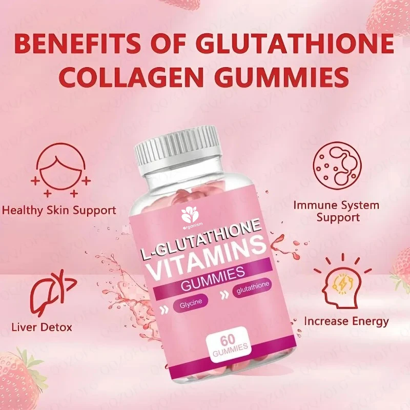 Glutathione, Vitamin, Collagen Gummies - Immune System Health, Skin, Liver Cleansing, Increased Energy Support