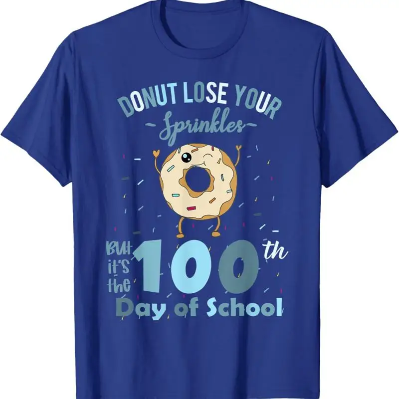 

100Th Day Of School Funny Donut Saying Boys Royal Blue T Shirt