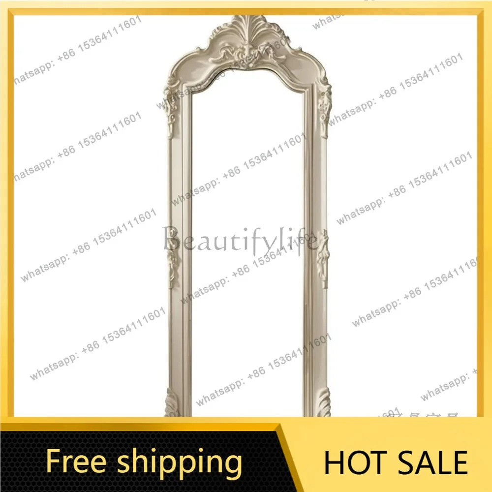YJ French Retro Carved Full Length Mirror Luxury Wall Hanging Floor Unit For Villa Home Decor