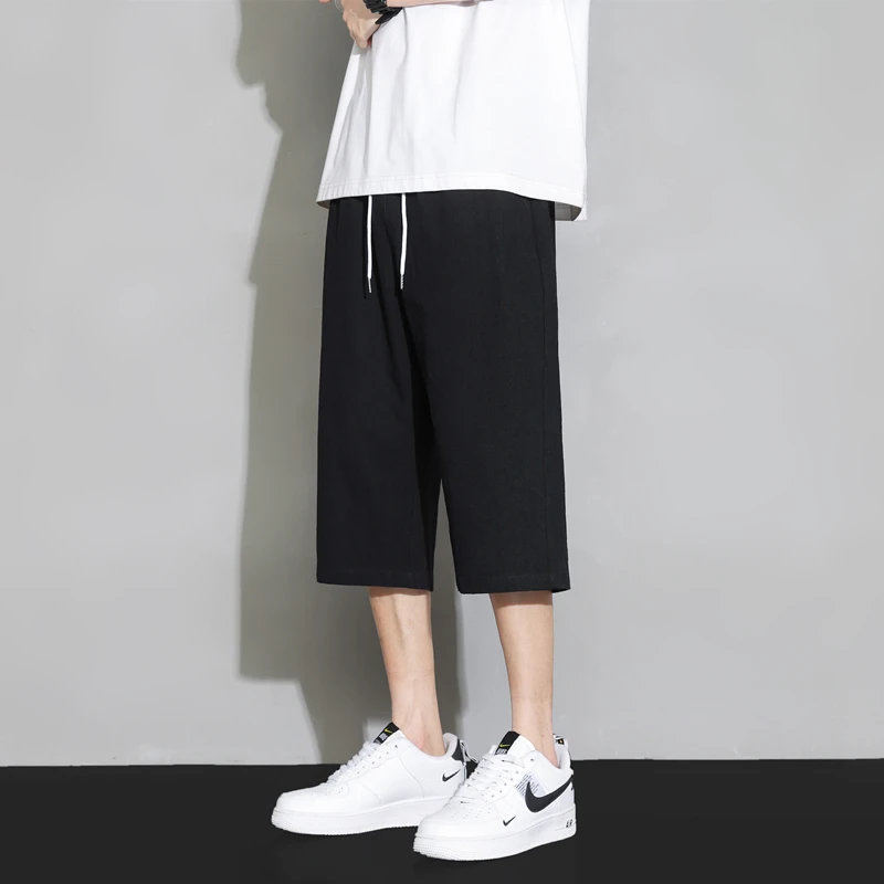 Pantaloni da uomo a sette piedi in cotone e lino allentato 2024 New Sle Thin di grandi dimensioni Harlan Pantaloni ort dritti Pantaloni casual estivi