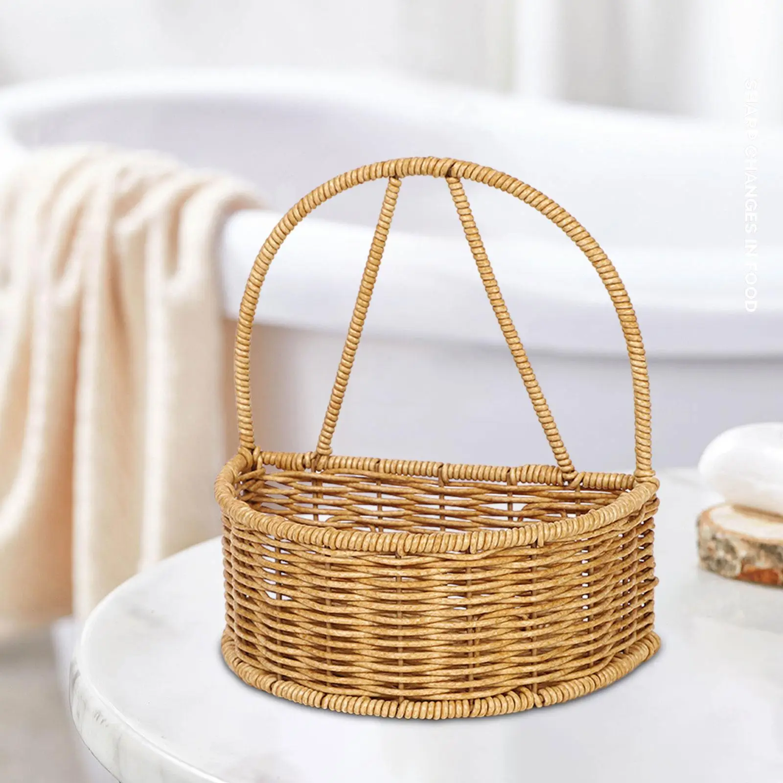 

Wall Hanging Basket Hanging Fruit Basket Decorative with Handle Container Storage Organizer Woven Shelf for Closet Garden