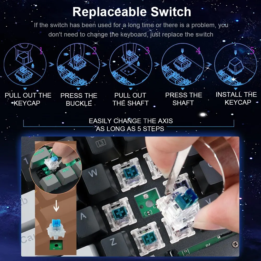 E-YOOSO z19 rgb USB mechanische Gaming-Tastatur blau rot Schalter 94 Tasten abnehmbar Kabel für Compute Laptop PC