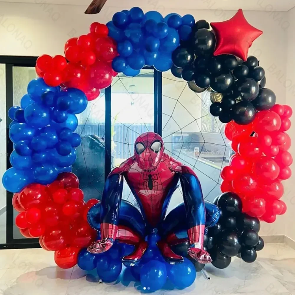 

124pcs Marvel Spiderman Balloons Set Garland Arch Kit Number Foil Balloons Kids Boys Birthday Party Decors Air Globos Gifts