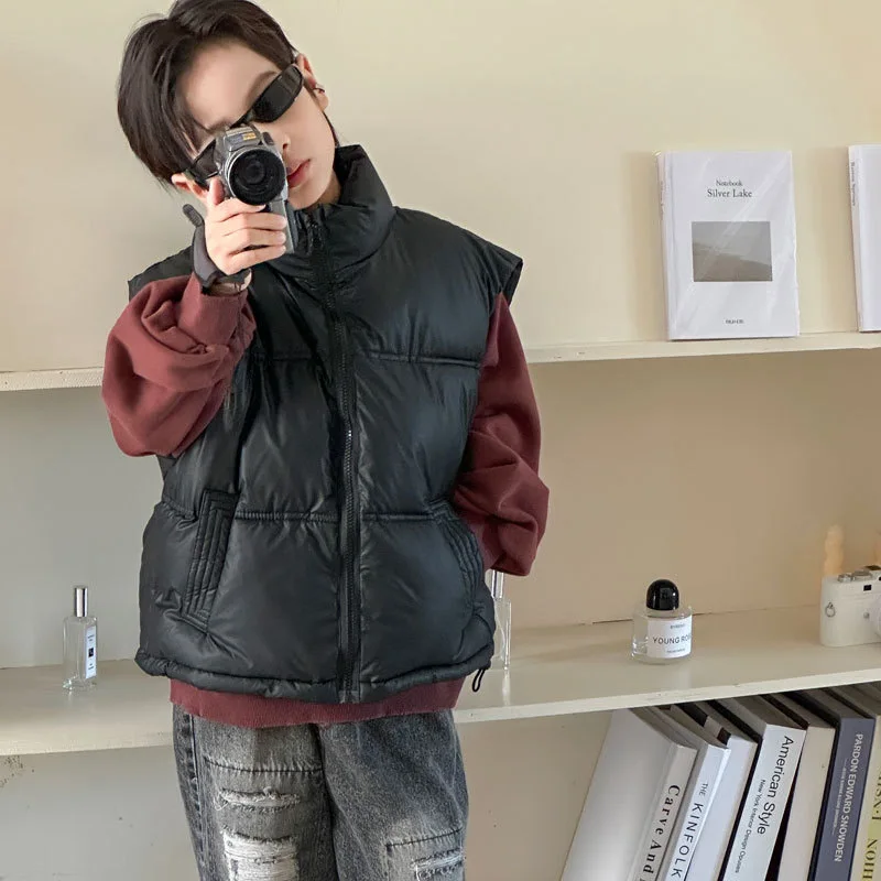 Koreanische Daunen-Baumwollweste für Kinder, Jungen und Mädchen, Herbst- und Winterweste mit Stehkragen, wasserdicht und warm, 1-14 Jahre – Detail 9