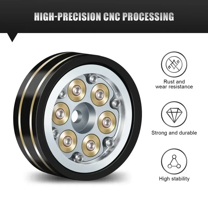 

4pcs 1.1" Counterweight Brass Beadlock Wheel Rims Tires HUB for Axial SCX24 TRX4M FCX24 1/24 1/18