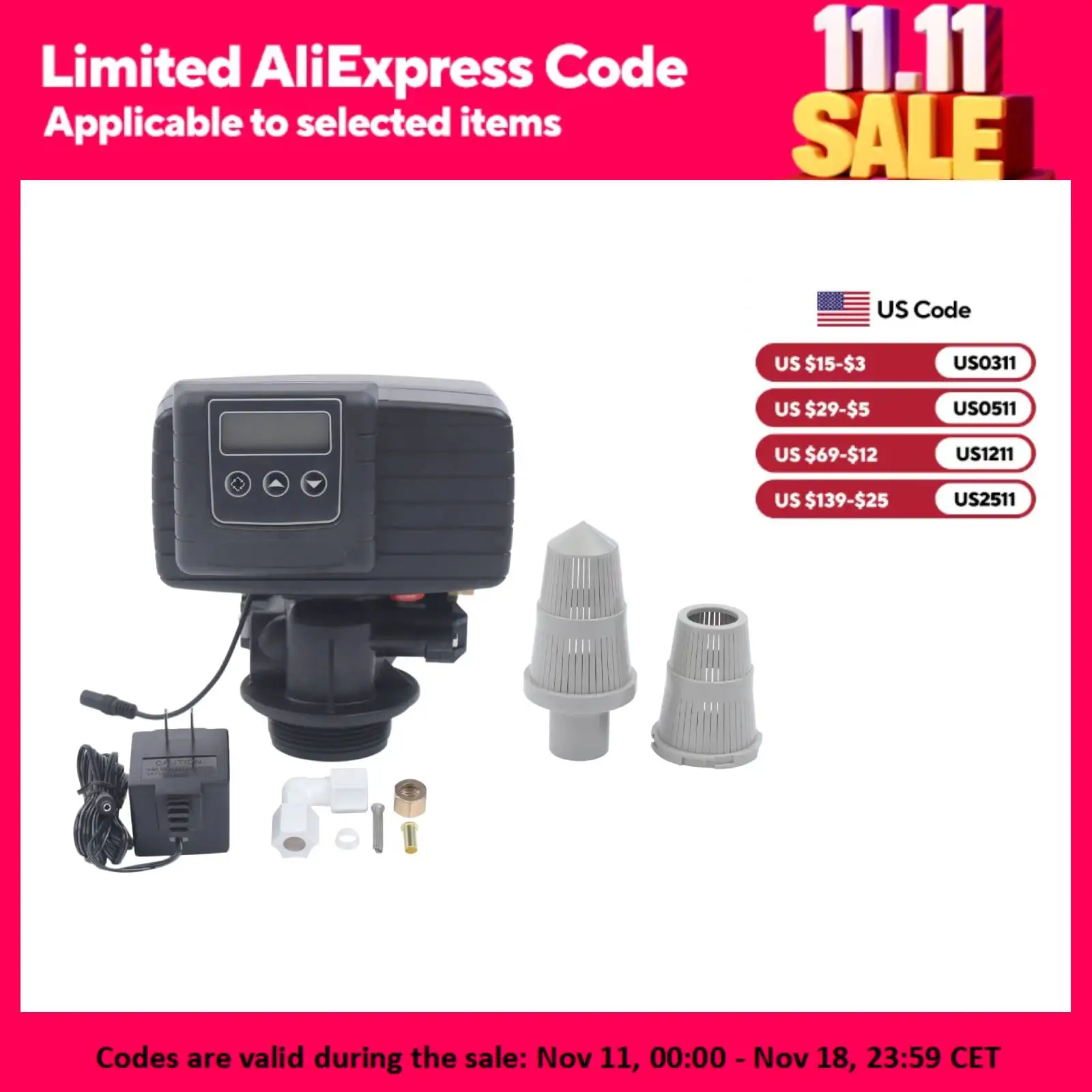 

Клапан умягчителя воды 110 В, автоматическая цифровая измерительная головка, часы, регулирующий клапан с дисплеем и распределителем воды