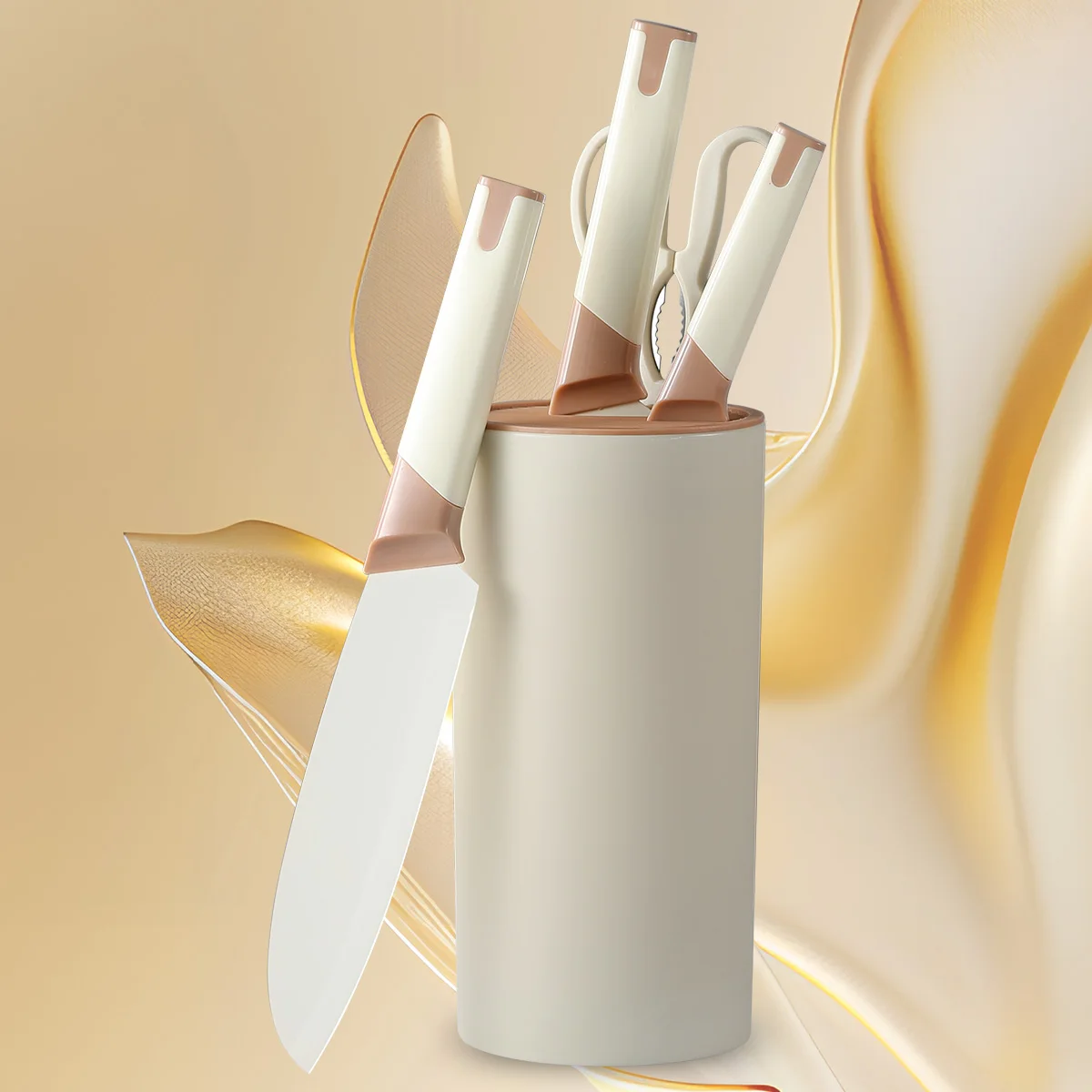 Novo kit de cozinha 2026: Faca de chef em aço inoxidável para fatiar, faca para legumes, faca para carne, tesoura, faca multifuncional e suporte para utensílios.