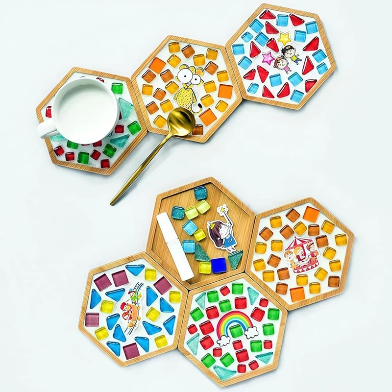 

12 Pcs Bamboo Mosaic Coasters, Bamboo Coasters,Empty Base Trays for Crafts, Saucers Bamboo, Drinking Cup Coasters Retail