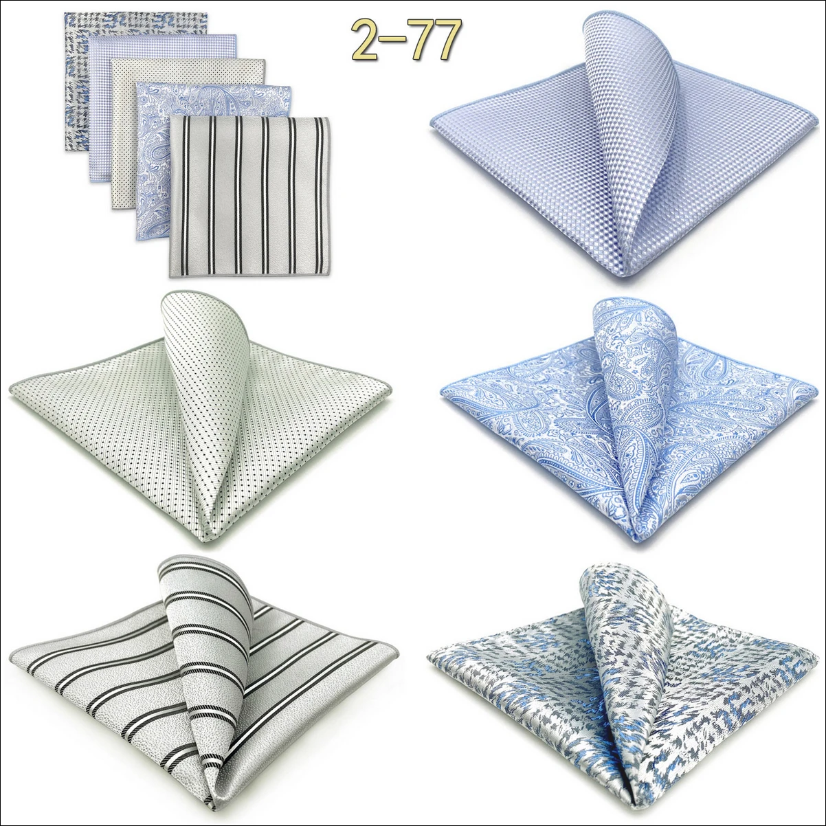 5 Pack Mens Suit Pocket Square Handkerchief Set Various Hanky Lot Classic Gentlemen Wedding Gift Accessories Large Dropshipping