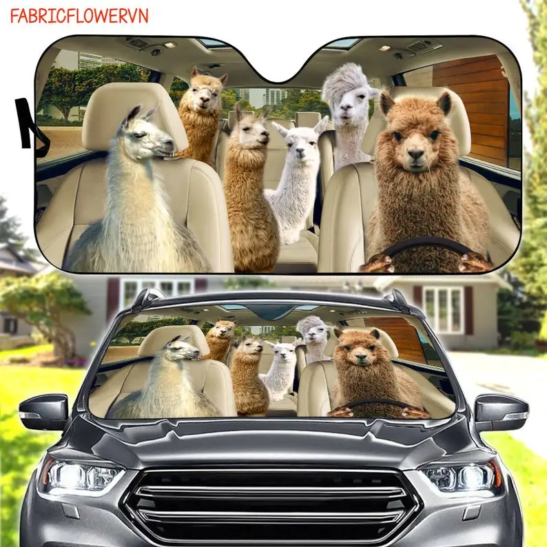 

Llama Car Sunshade, Llama Car Decoration, Llama Windshield, Llama Lovers Gift, Animal Car Sunshade, Gift For Mom, Gift For Dad