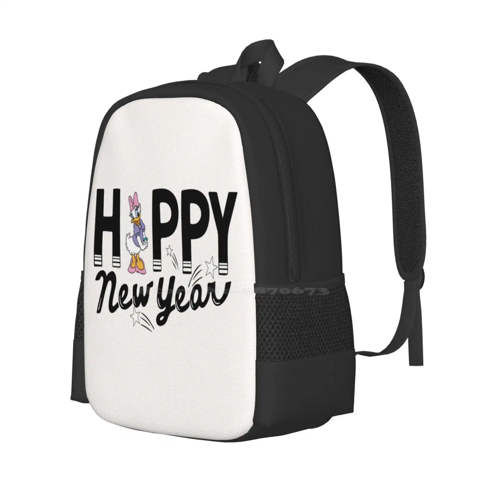 Happy New Year Daisy Duck Pattern Design Bag Student'S Backpack Daisy Duck Cute Daisy New Year Holiday Winter Party Cheer