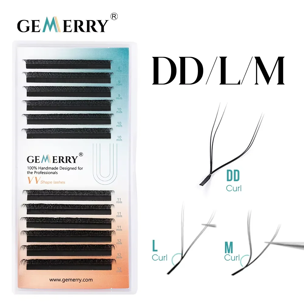 

Gemerry YY Форма Наращивание ресниц L/M/DD Завитки с двумя кончиками лисьих глаз Готовые веерные ресницы Матовые черные принадлежности для макияжа ресниц Натуральные