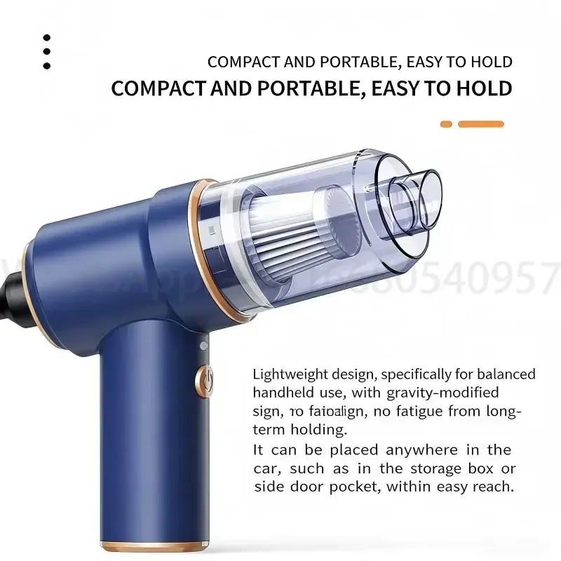 Mini Handheld Wireless USB-Charged Vacuum Cleaner with Suction & Blowing 30-45min Runtime Black for Car and General Cleaning