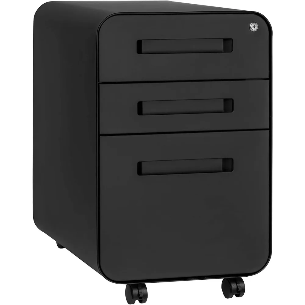 

Stockpile 3 Drawer File Cabinet with Lock - Under Office Desk Metal Filing Cabinet, Legal/Letter