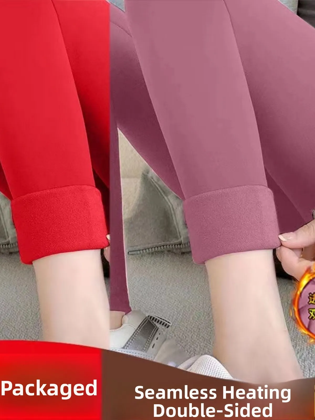 

Women's Double-Sided Fleece Lined Seamless Thermal Pant High Waist Warm Underwear Comfortable Polyester Long Leggings