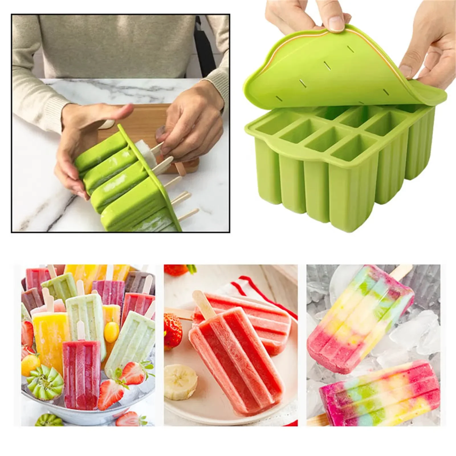 12 Pieces Silicone Popsicle Maker Molds Food Grade Ice Molds With Ice Cream With 50 Popsicle Sticks Popsicles Molds Household