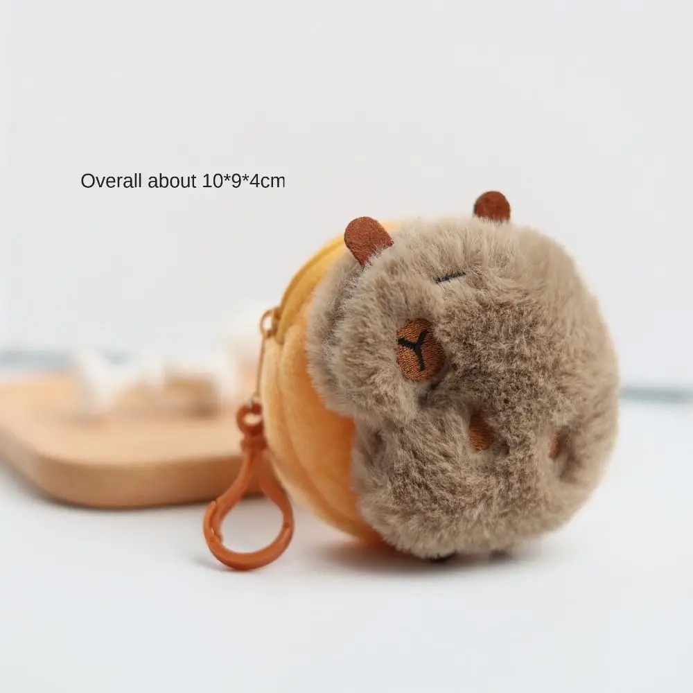 Portable Capybara Plush Coin Purse Zipper Mini Capybara Purse Bag Cartoon Animal Kawaii Capybara Earphone Bag Students