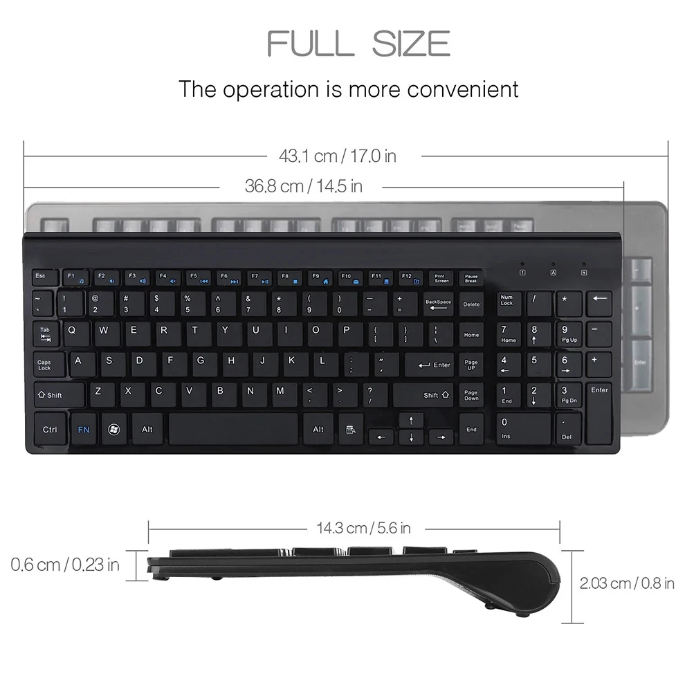 Russian Wireless Keyboard and Mouse 2.4GHz Keyboard Kit 102 Keys Multi-Device Keyboard Mouse Combos for Laptop PC Computer