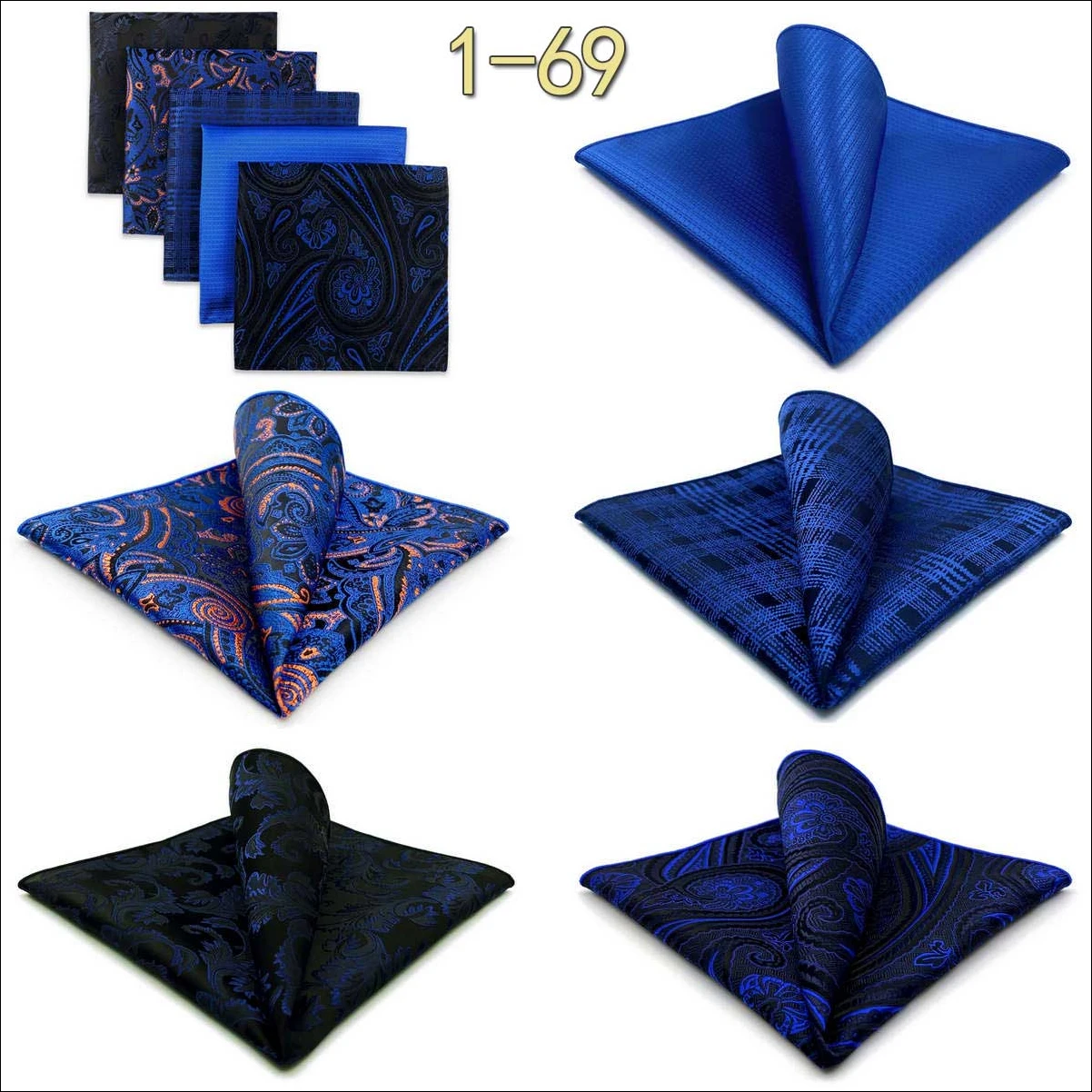 5 Pieces Mens Jacquard Pocket Square Set Multi Styles Handkerchief Suit Pocket Towel Hanky Vintage Business Accessories Gift
