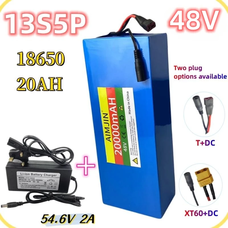 

18650 48V 20Ah 13S5P Battery Pack Lithium Li-ion Battery For Ebike 1000W Motor Electric Bicycle Scooter with 20A BMS Charger