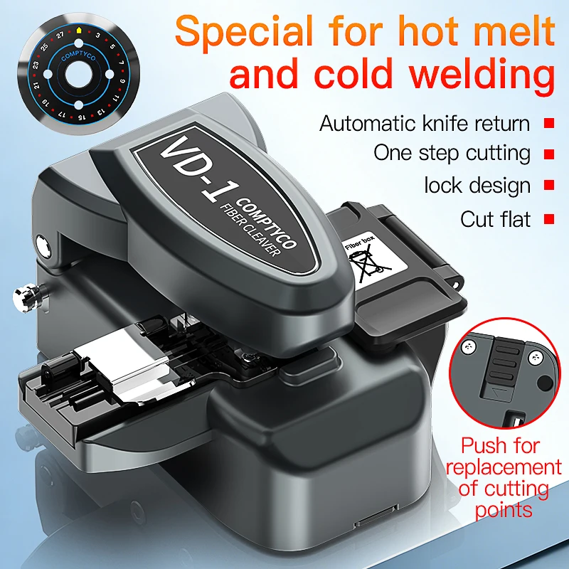 

COMPTYCO VD-1 One Step Type Fiber Cleaver FTTH Fiber Optic One-click Cutter Tool Optical Fiber Fusion Splicing Cutting Knife