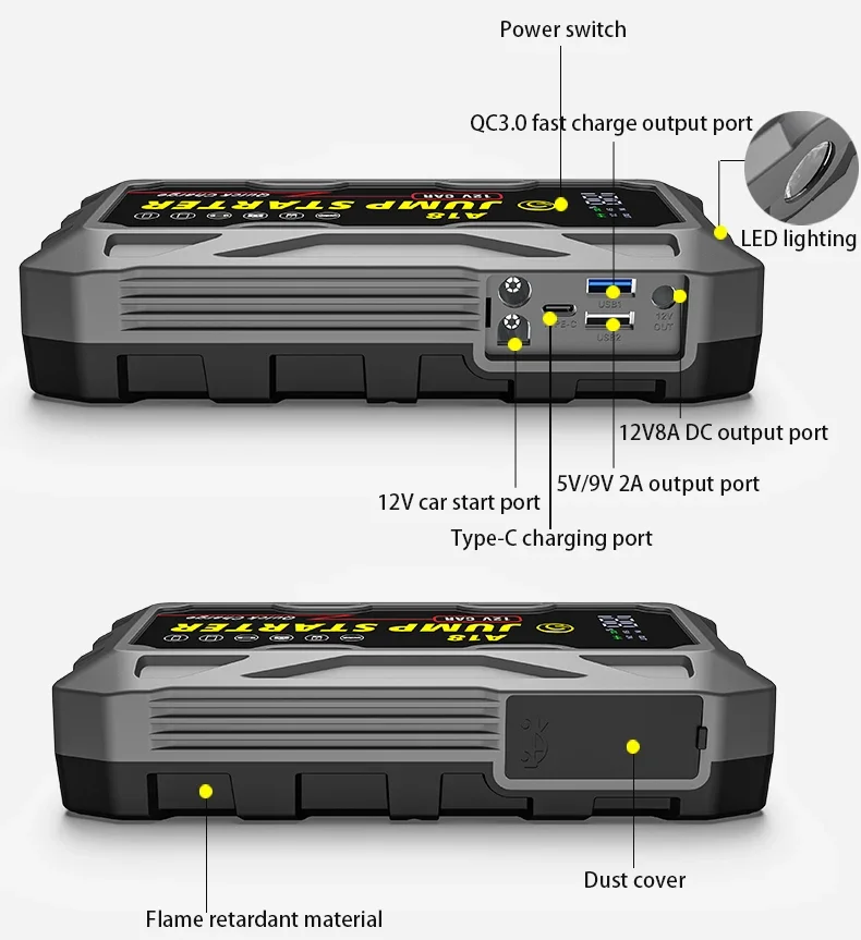 

2025 hot sale 12V 74000mwh Lithium Battery Car Jump Starter 3000A Peak Current Jump Starter Auto Emergency Portable Jump