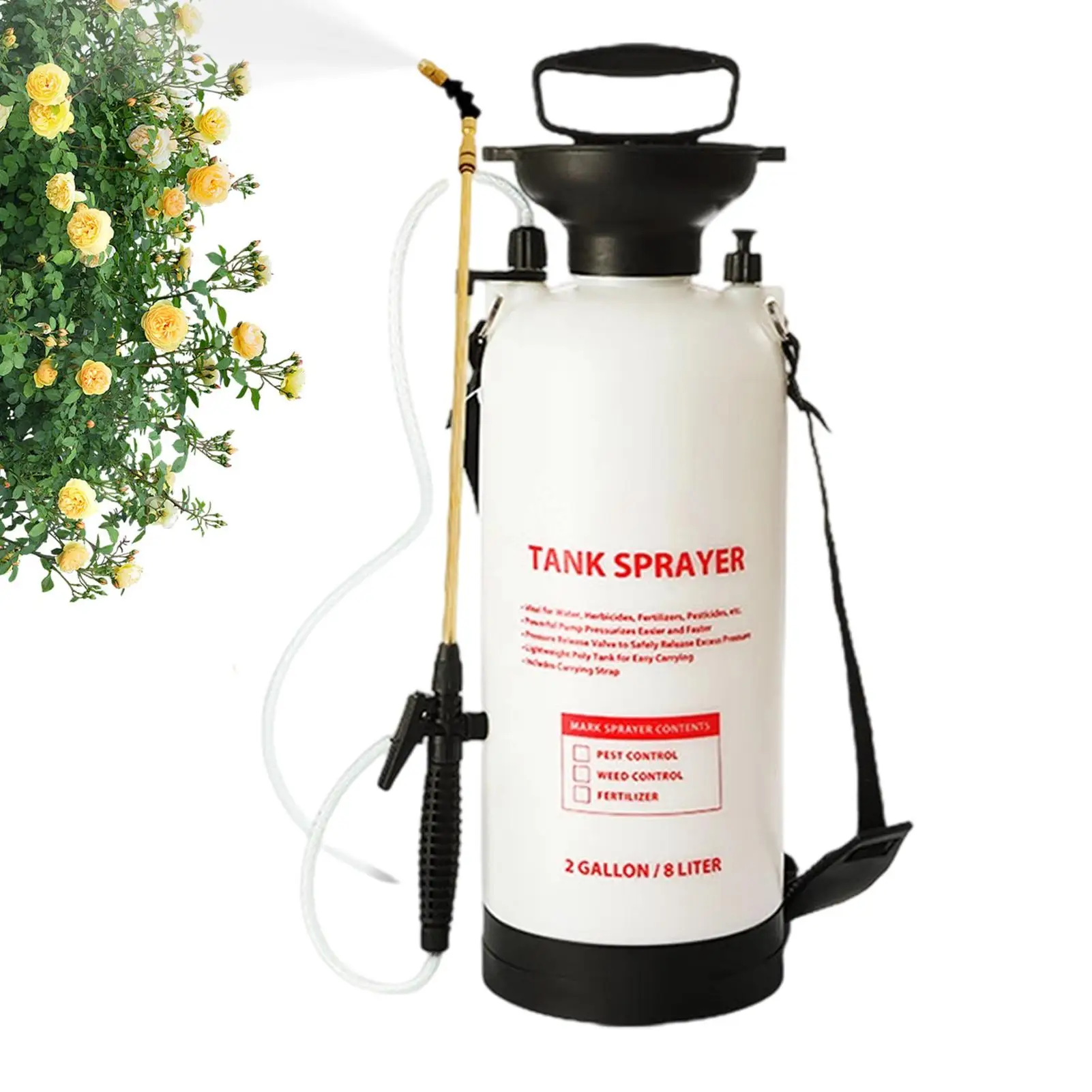 

5L/8L Pressure Sprayer Manual Mist Sprayer Garden Irrigation Sprinklers Water Spray Bottle with Shoulder Strap Watering Tool